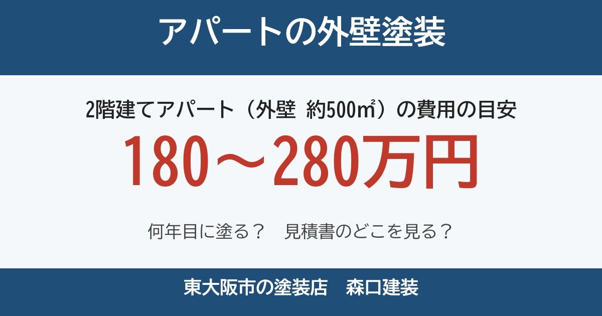 アパートの外壁塗装は何年目？費用の目安と見積書の見方｜管理会社・オーナー様向け【東大阪】